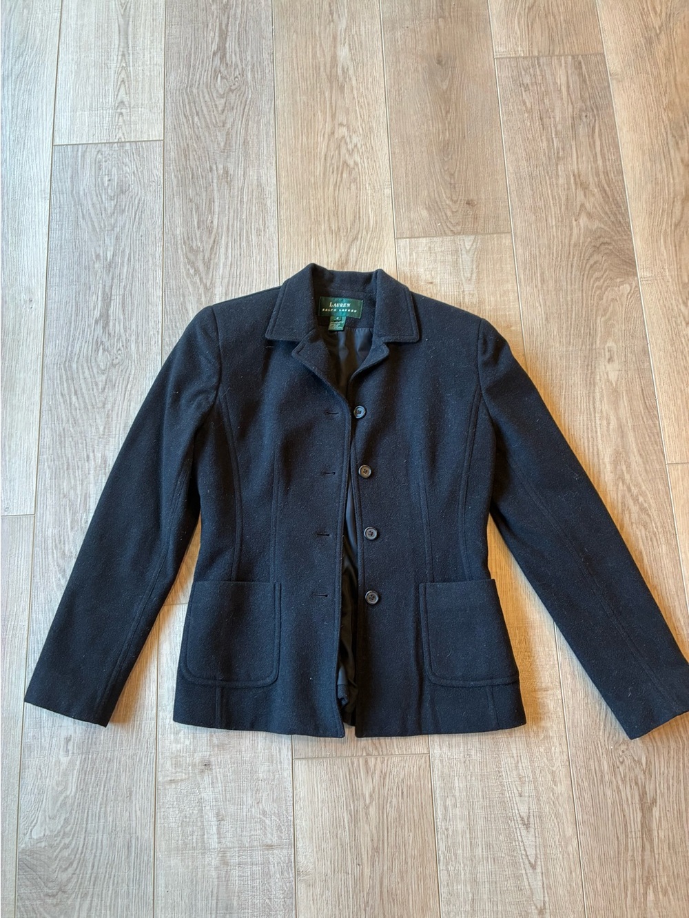 Ralph Lauren Women’s black wool blend blazer size 4 minimalist